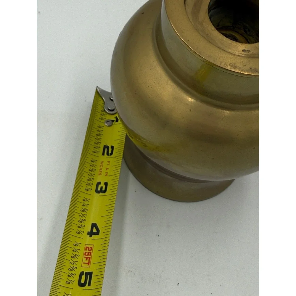 Vintage solid brass urn candle holder squatty holds tapers pillars votives 5.5